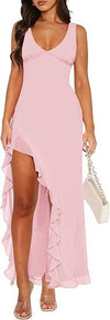 V-neck Hemline Dress Sleeveless Womens Clothing With A Lette