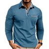 Casual Plaid Splicing Lapel Polo Shirt Fashion Solid Color L