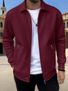 New Solid-color Pocketed Zip-up Long-sleeve Jacket Coat | Bu