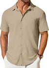 Mens Short-sleeve Button-up Wrinkle- And Crease-resistant Sh