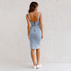 New U-neck Suspender Denim Dress Summer Casual Tight Slim Fi