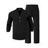 Mens Loose-Fit Long-sleeved Suit Casual Breathable V-Neck He