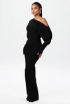 Ins Slim Long Sleeve Knitted Dress Evening Party Sexy Off-sh