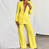 2pcs Casual Suit Lapel Button-down Blazer Jacket And Straigh