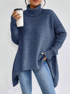 Irregular Turtleneck Sweater Winter Loose Long Sleeve Knitte