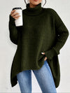Irregular Turtleneck Sweater Winter Loose Long Sleeve Knitte