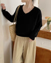 Womens Solid Color Long-Sleeve V-Neck Sweater | Buy Online B