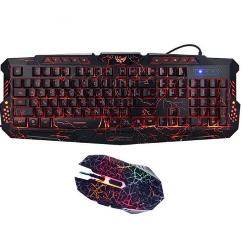 J10 tricolor backlight wired gaming keyboard set colorful lu