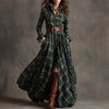 Ins Plaid Print Long-Sleeved Dress Fashion Pockets Collared