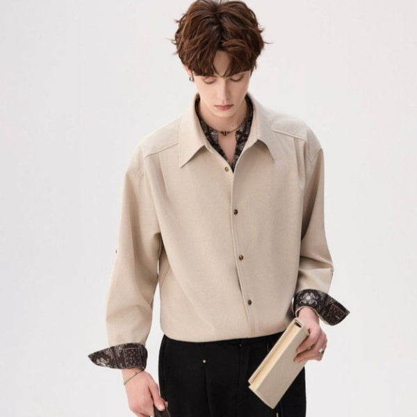 Men's Casual Cashew Flower Fake Two Black Shirts | Buy Onlin