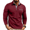 Casual Plaid Splicing Lapel Polo Shirt Fashion Solid Color L