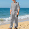 Mens Loose-Fit Long-sleeved Suit Casual Breathable V-Neck He