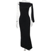 One-shoulder Ribbon Long Dress Ins Fashion Slim Sleeveless D