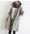 Women Windbreaker Jacket Casual Loose Button Pockets Hooded