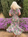 Chiffon Short-sleeved Dress Summer Fashion Print V-neck Long