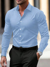 Men's Shirt Business Button Down Shirt Summer Solid Color Lo