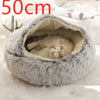 2 In 1 Dog And Cat Bed Pet Winter Bed Round Plush Warm Bed H