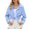 Fashion Striped Long Sleeve Shirt With Pockets Casual Loose