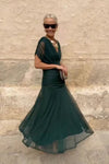 Chiffon Short-sleeved Dress Summer Fashion Print V-neck Long