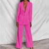2pcs Casual Suit Lapel Button-down Blazer Jacket And Straigh