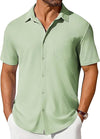 Mens Short-sleeve Button-up Wrinkle- And Crease-resistant Sh