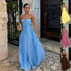 Ins Pleated Sleeveless Sling Dress Hollow High Waist Halter