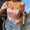 Fishtail-waistline Womens Satin Off-shoulder Top | Buy Onlin