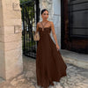 Ins Pleated Sleeveless Sling Dress Hollow High Waist Halter