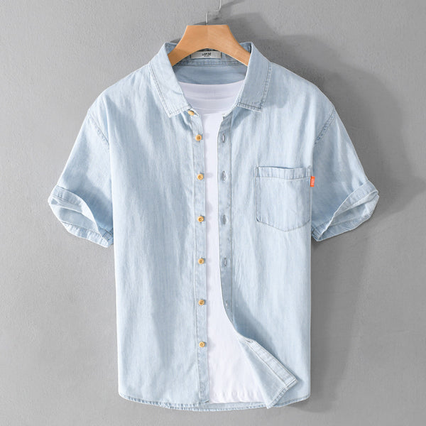 Summer Men's Cotton Short-Sleeve Denim Shirt | Buy Online Be