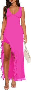 V-neck Hemline Dress Sleeveless Womens Clothing With A Lette