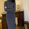 Womens Slim-Fit High-Neck Knitted Dress With Side Slit | Buy