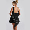 Fashion Big-Bowed Pearls Backless Dress Summer Slim Sleevele