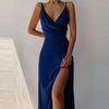V-neck Slit Sling Dress Summer Fashion Sexy Slim Suspender D