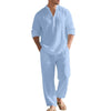 Mens Loose-Fit Long-sleeved Suit Casual Breathable V-Neck He