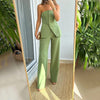 Graceful Tube Top Suit Fashion Button Sleeveless Top And Str
