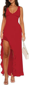 V-neck Hemline Dress Sleeveless Womens Clothing With A Lette
