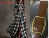 Ins Plaid Print Long-Sleeved Dress Fashion Pockets Collared