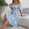 Floral Print Square Collar Dress Summer Fashion Ruffles Dres