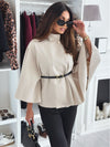 New Stand Collar Batwing Sleeves Cloak Top With Belt Ins Fas