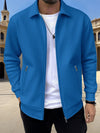 New Solid-color Pocketed Zip-up Long-sleeve Jacket Coat | Bu
