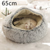 2 In 1 Dog And Cat Bed Pet Winter Bed Round Plush Warm Bed H