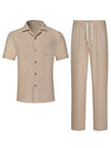 Mens Solid-Colored Lapel Casual Shirt And Pants Set | Buy On
