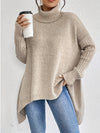 Irregular Turtleneck Sweater Winter Loose Long Sleeve Knitte