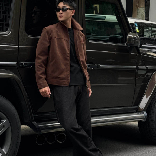 Retro Millennial Coffee-Colored Suede Jacket | Buy Online Be