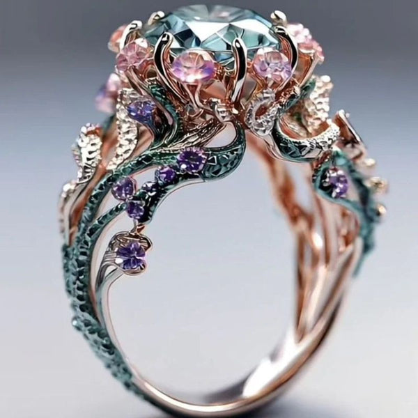 Personalized Round Topaz Flower Ring | Buy Online Best Price