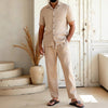 Mens Solid-Colored Lapel Casual Shirt And Pants Set | Buy On