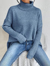 Irregular Turtleneck Sweater Winter Loose Long Sleeve Knitte