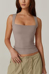 Summer Square-neck Tank Vest Ins Fashion Slim Solid Sleevele