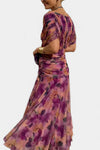 Chiffon Short-sleeved Dress Summer Fashion Print V-neck Long