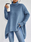 Irregular Turtleneck Sweater Winter Loose Long Sleeve Knitte